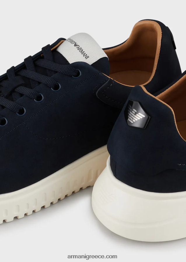 άνδρες Armani sneakers nubuck με υπερμεγέθη σόλες 4046R61900 ναυτικό μπλε