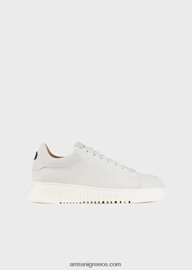 άνδρες Armani sneakers nubuck με υπερμεγέθη σόλες 4046R61901 άσπρο