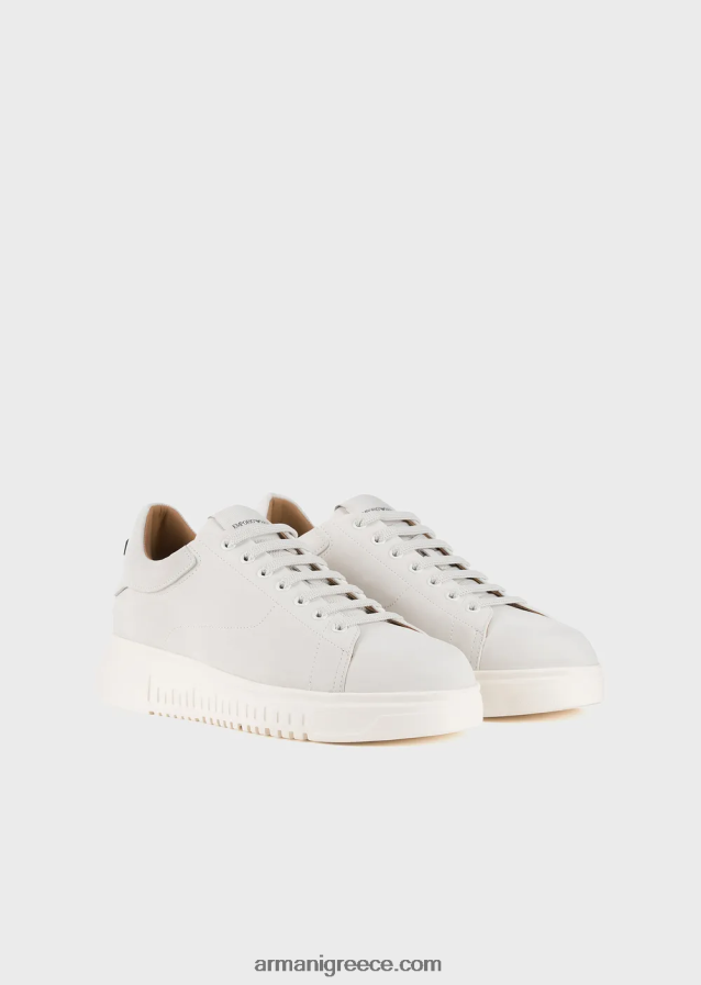 άνδρες Armani sneakers nubuck με υπερμεγέθη σόλες 4046R61901 άσπρο