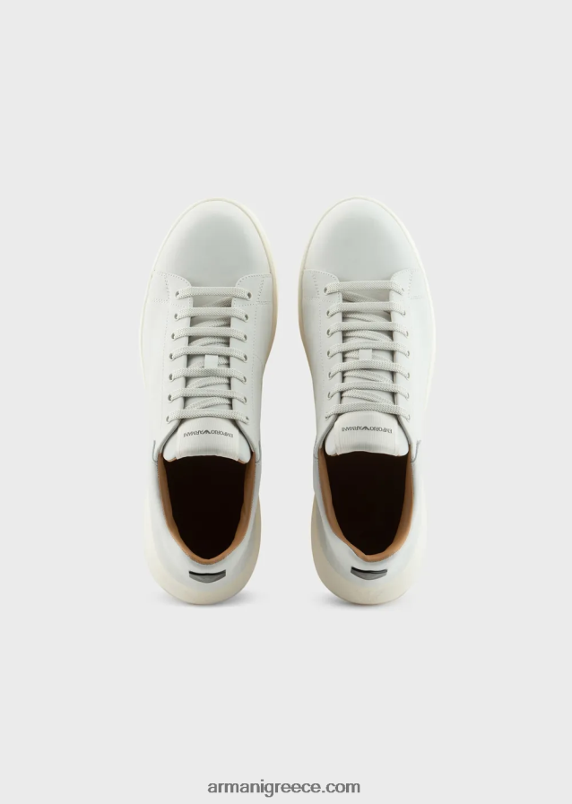 άνδρες Armani sneakers nubuck με υπερμεγέθη σόλες 4046R61901 άσπρο