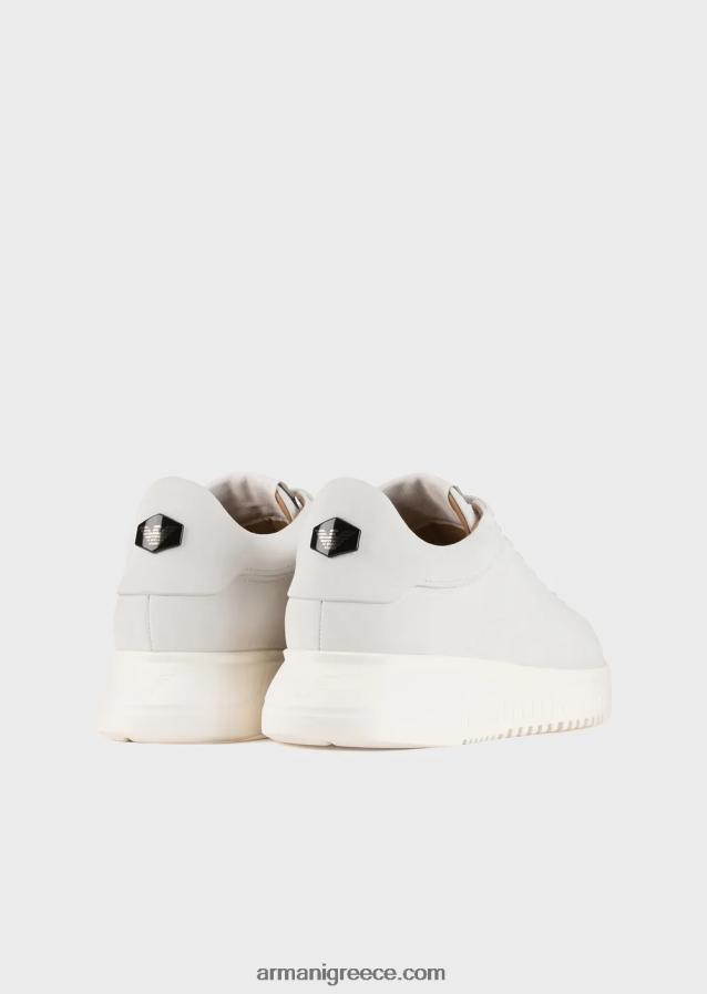 άνδρες Armani sneakers nubuck με υπερμεγέθη σόλες 4046R61901 άσπρο