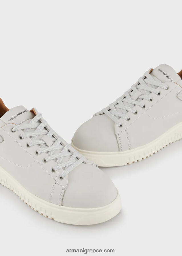 άνδρες Armani sneakers nubuck με υπερμεγέθη σόλες 4046R61901 άσπρο