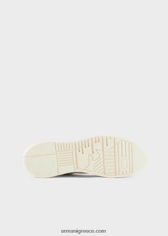 άνδρες Armani sneakers nubuck με υπερμεγέθη σόλες 4046R61901 άσπρο