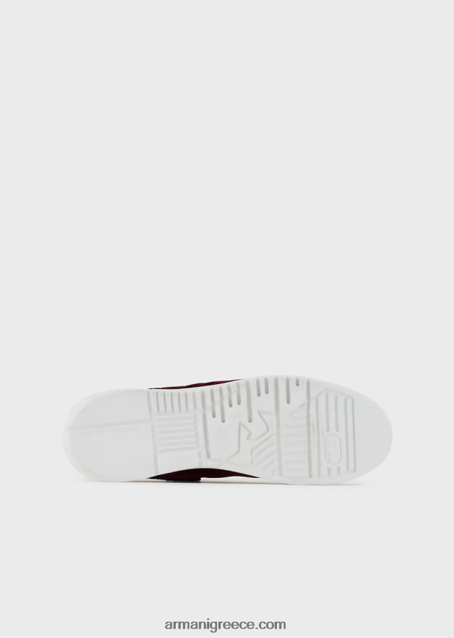 άνδρεςεπαναφορτωμένα από την Emporio Armani sneakers σε βελούδο με chevron πλάτη armani αξίες βιωσιμότητας 4046R61897 μπορντό