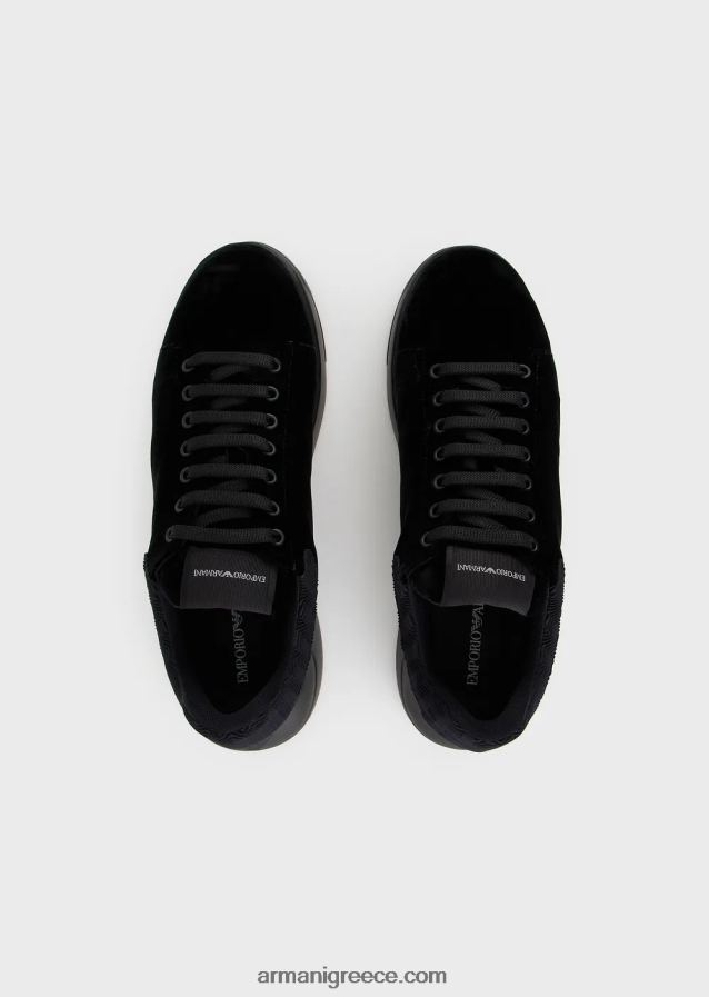 άνδρεςεπαναφορτωμένα από την Emporio Armani sneakers σε βελούδο με chevron πλάτη armani αξίες βιωσιμότητας 4046R61898 μαύρος
