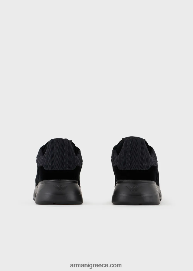 άνδρεςεπαναφορτωμένα από την Emporio Armani sneakers σε βελούδο με chevron πλάτη armani αξίες βιωσιμότητας 4046R61898 μαύρος