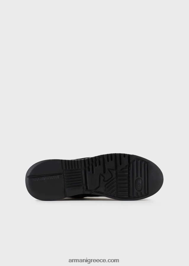 άνδρεςεπαναφορτωμένα από την Emporio Armani sneakers σε βελούδο με chevron πλάτη armani αξίες βιωσιμότητας 4046R61898 μαύρος