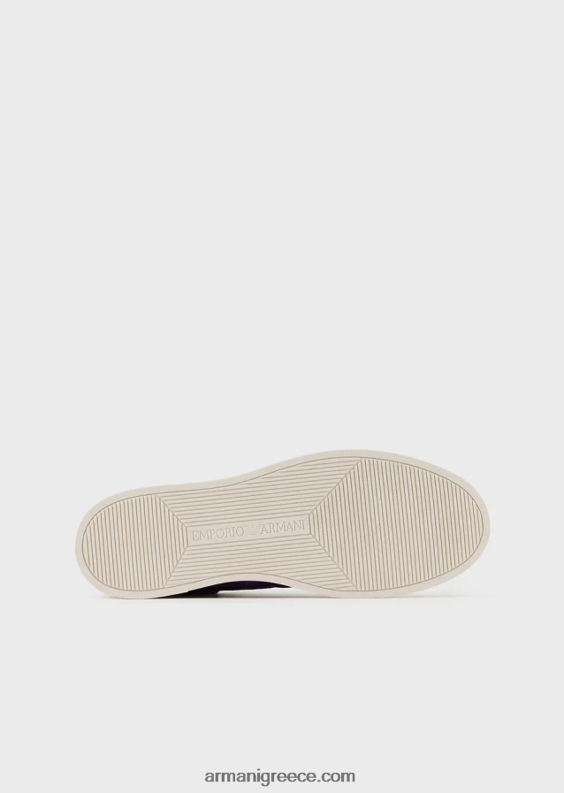 άνδρεςεπαναφορτώθηκε από Emporio armani δερμάτινα και σουέτ ψηλά αθλητικά παπούτσια Armani αξίες βιωσιμότητας 4046R61896 μωβ