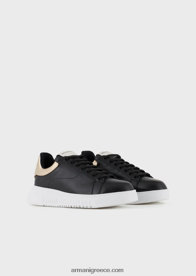 άνδρεςεπαναφορτωμένα από δερμάτινα πάνινα παπούτσια emporio armani με αξίες βιωσιμότητας Armani με καθρέφτη πίσω 4046R61899 μαύρος
