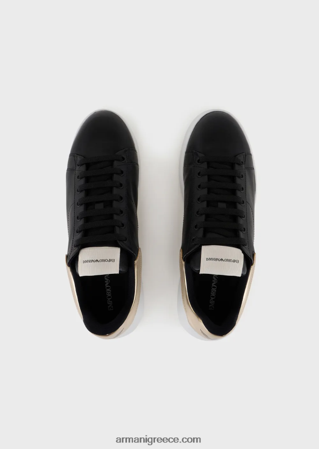 άνδρεςεπαναφορτωμένα από δερμάτινα πάνινα παπούτσια emporio armani με αξίες βιωσιμότητας Armani με καθρέφτη πίσω 4046R61899 μαύρος