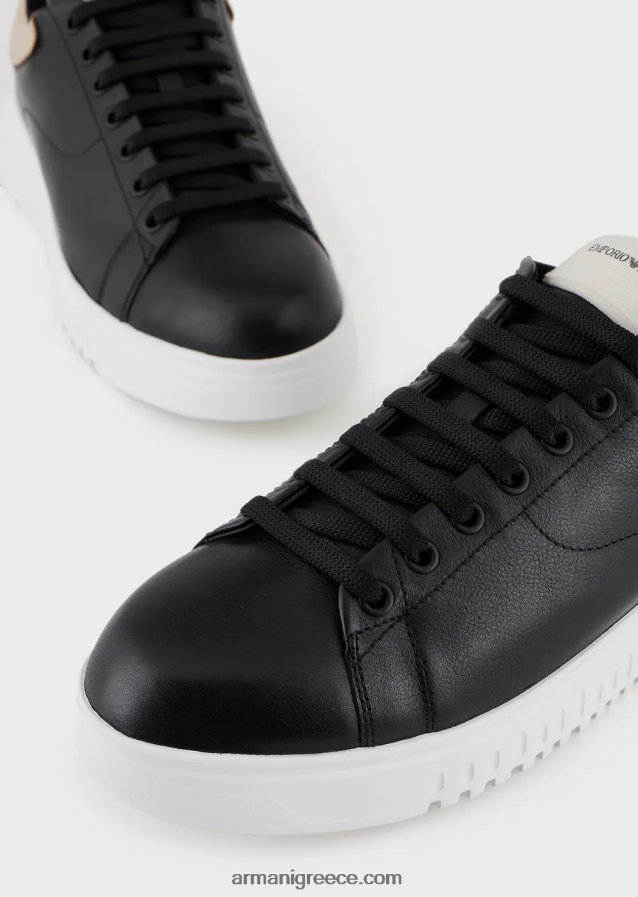 άνδρεςεπαναφορτωμένα από δερμάτινα πάνινα παπούτσια emporio armani με αξίες βιωσιμότητας Armani με καθρέφτη πίσω 4046R61899 μαύρος