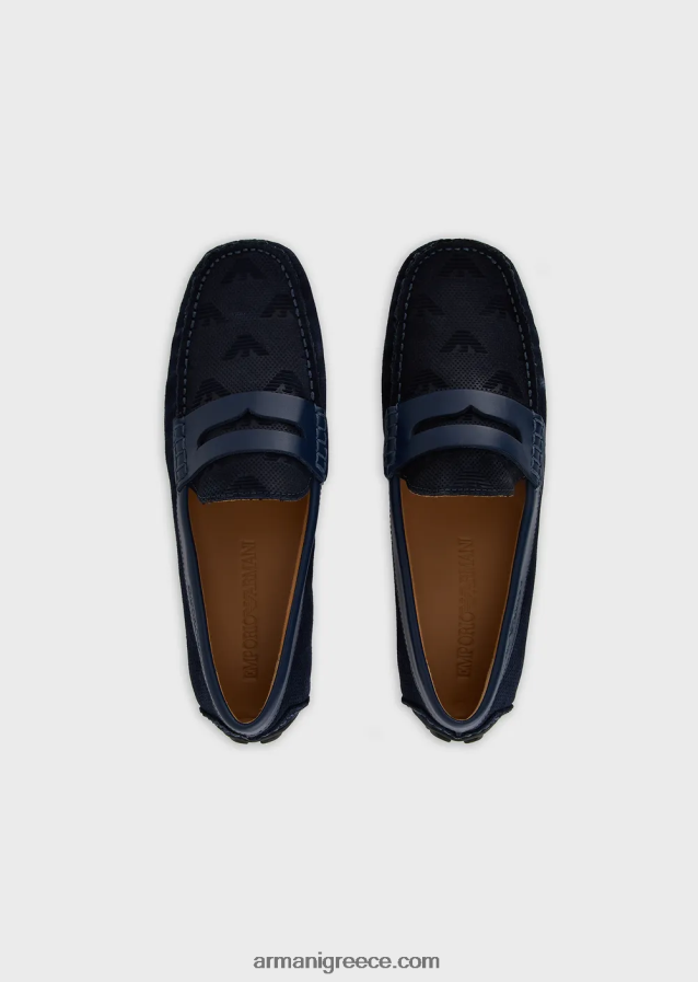 άνδρες Armani παπούτσια οδήγησης από σουέτ 4046R61836 ναυτικό μπλε