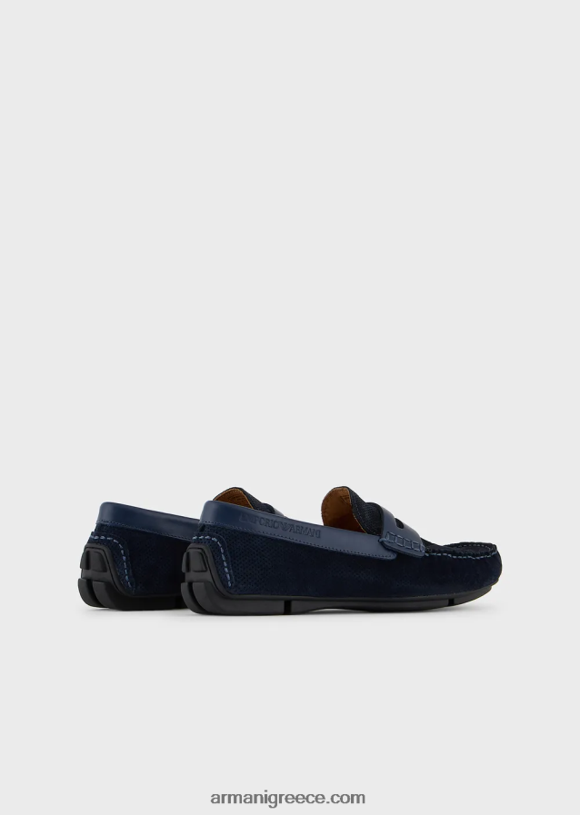 άνδρες Armani παπούτσια οδήγησης από σουέτ 4046R61836 ναυτικό μπλε