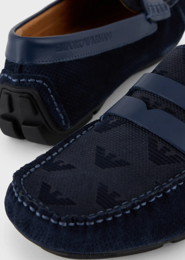άνδρες Armani παπούτσια οδήγησης από σουέτ 4046R61836 ναυτικό μπλε