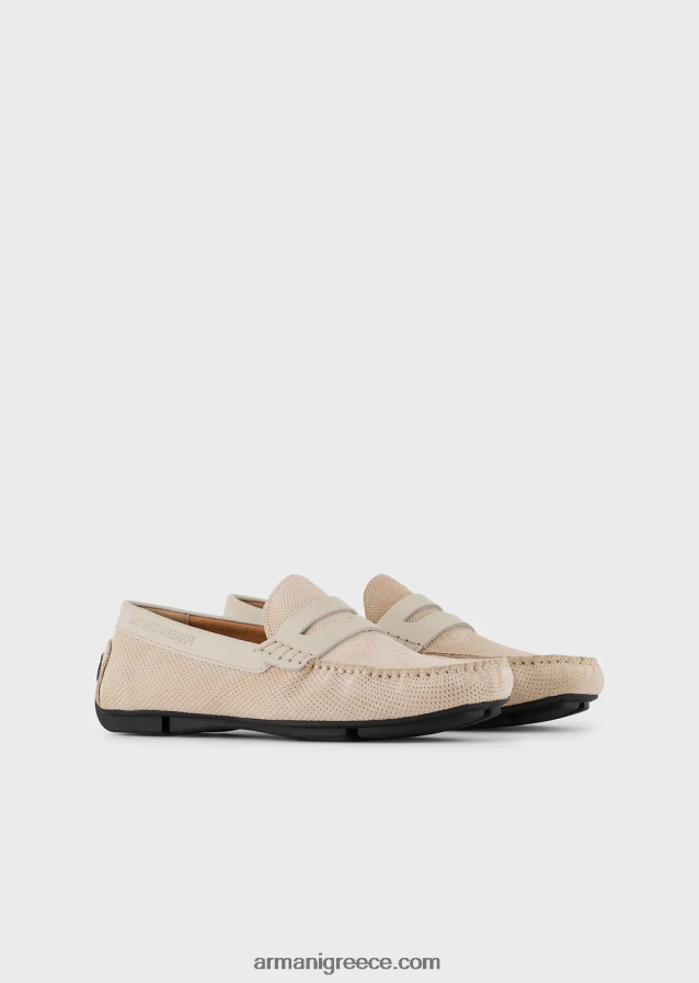 άνδρες Armani παπούτσια οδήγησης από σουέτ 4046R61837 γκρι περιστεριού