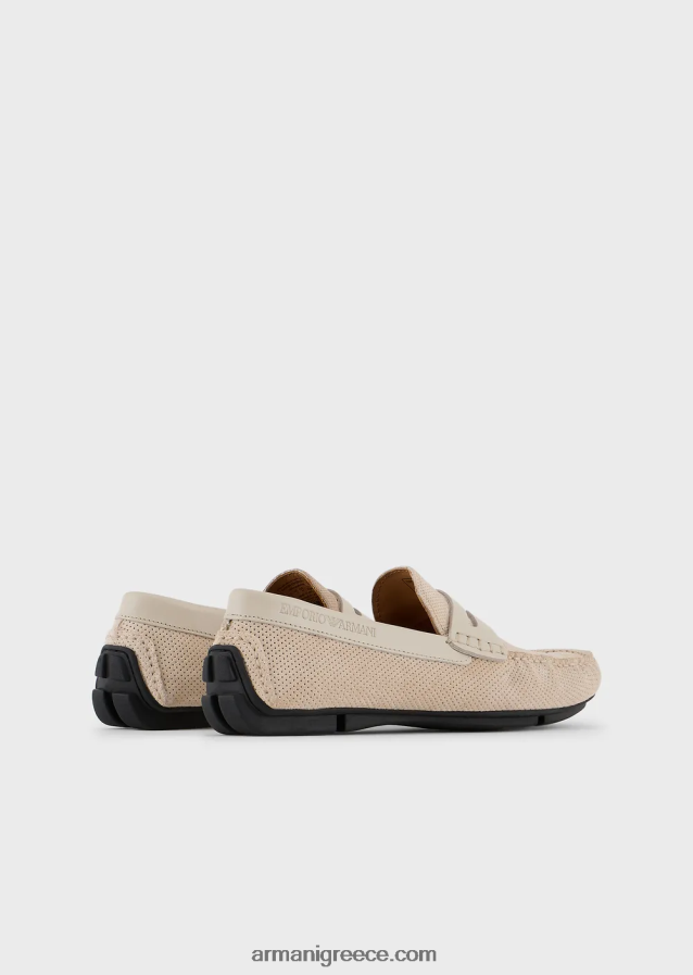 άνδρες Armani παπούτσια οδήγησης από σουέτ 4046R61837 γκρι περιστεριού