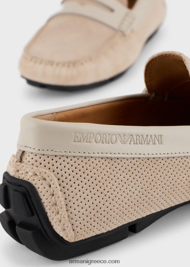 άνδρες Armani παπούτσια οδήγησης από σουέτ 4046R61837 γκρι περιστεριού