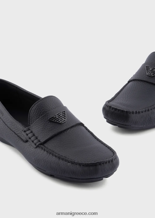 άνδρες Armani παπούτσια οδήγησης από δέρμα 4046R61840 μαύρος