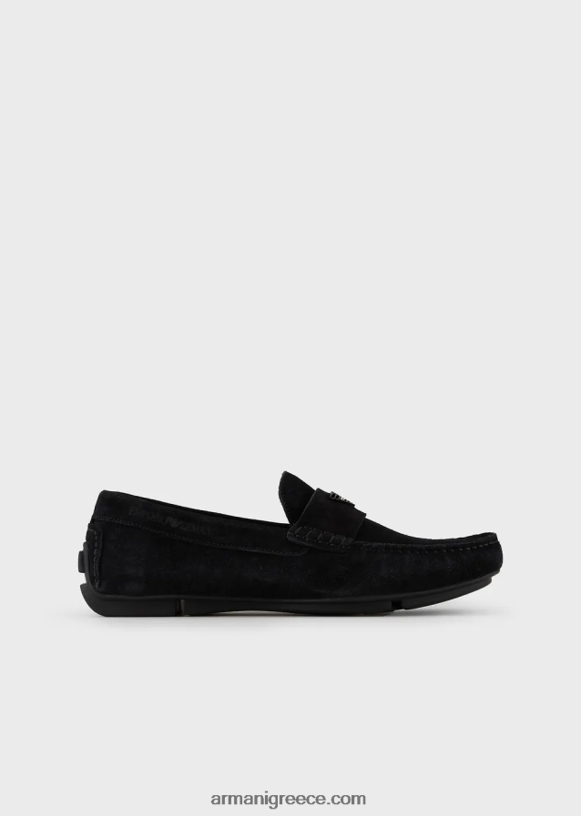άνδρες Armani σουέτ οδηγώντας loafers με λογότυπο 4046R61831 μαύρο 8