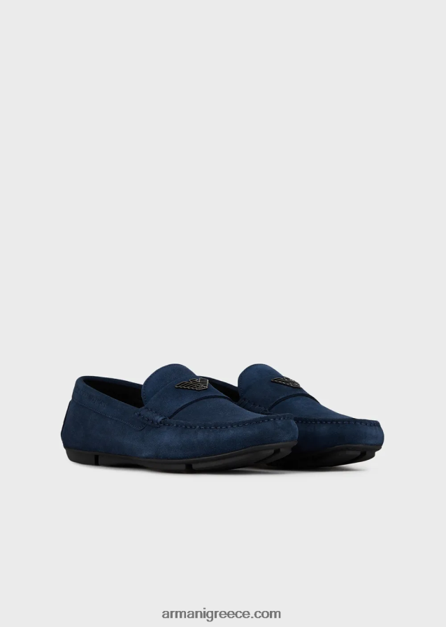 άνδρες Armani σουέτ οδηγώντας loafers με λογότυπο 4046R61831 μαύρο 8