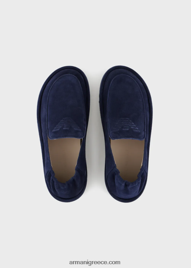 άνδρες Armani σουέντ loafers με υπερμεγέθη αετό 4046R61844 μπλε