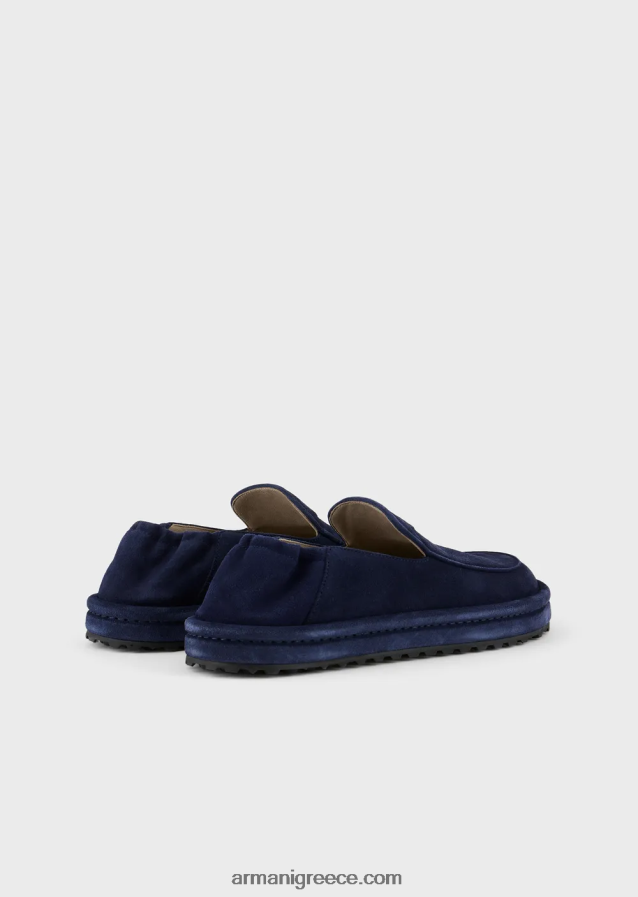 άνδρες Armani σουέντ loafers με υπερμεγέθη αετό 4046R61844 μπλε