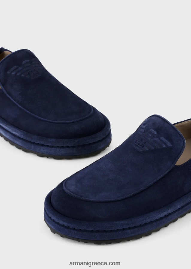 άνδρες Armani σουέντ loafers με υπερμεγέθη αετό 4046R61844 μπλε