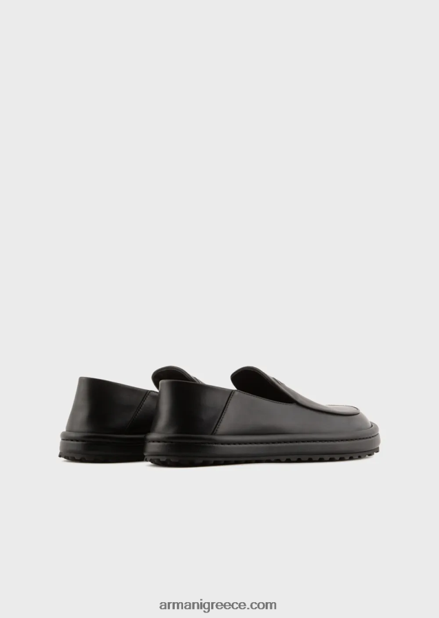 άνδρες Armani loafers από δέρμα νάπα με υπερμεγέθη αετό 4046R61845 μαύρος