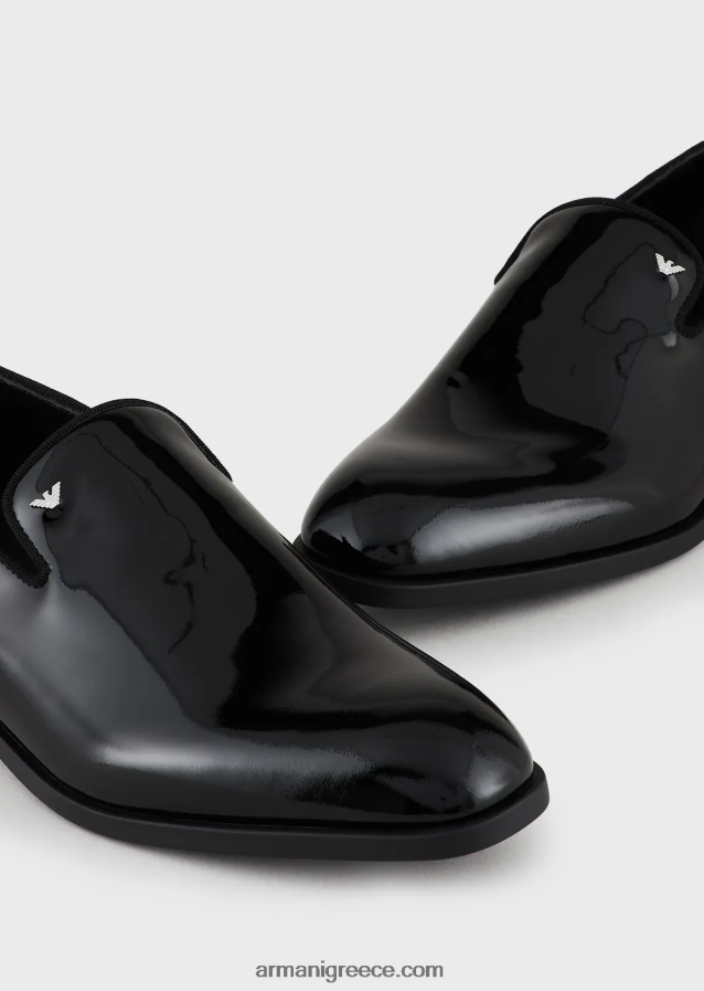 άνδρες Armani loafers από λουστρίνι 4046R61846 μαύρος