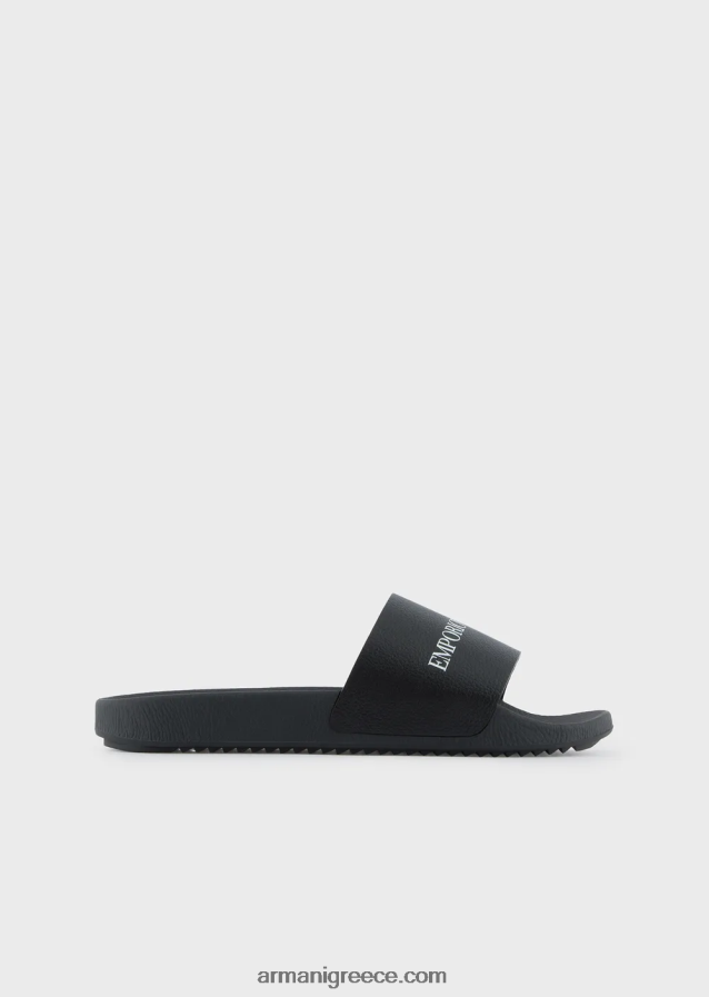 άνδρες Armani σφυρήλατα δερμάτινα ρυθμιστικά με λογότυπο 4046R61006 μαύρος