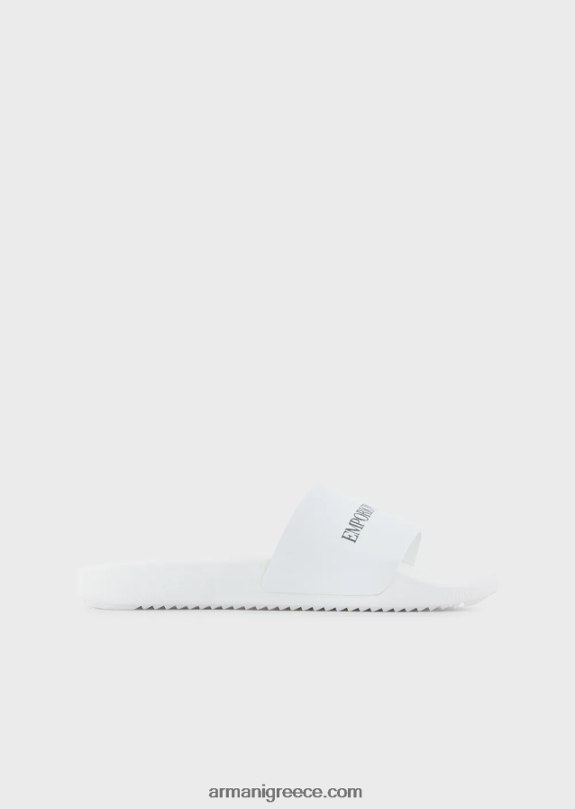 άνδρες Armani σφυρήλατα δερμάτινα ρυθμιστικά με λογότυπο 4046R61007 άσπρο