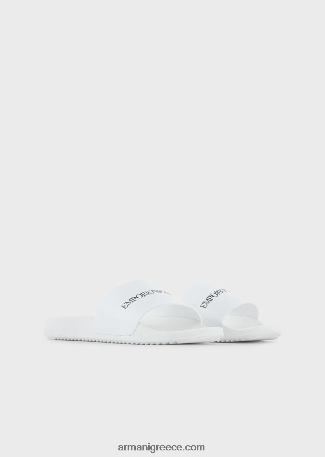 άνδρες Armani σφυρήλατα δερμάτινα ρυθμιστικά με λογότυπο 4046R61007 άσπρο