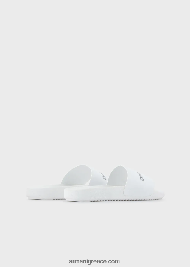 άνδρες Armani σφυρήλατα δερμάτινα ρυθμιστικά με λογότυπο 4046R61007 άσπρο