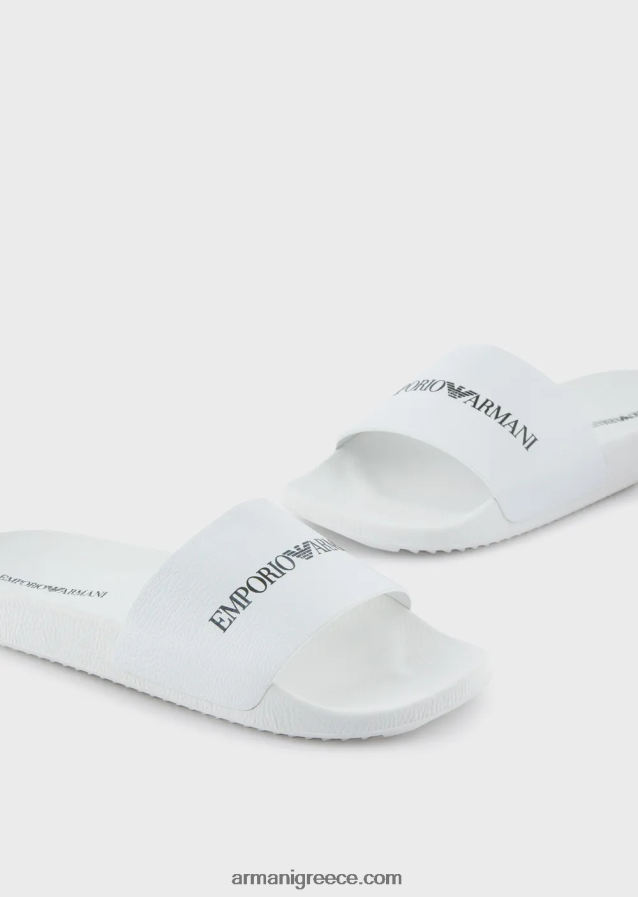 άνδρες Armani σφυρήλατα δερμάτινα ρυθμιστικά με λογότυπο 4046R61007 άσπρο