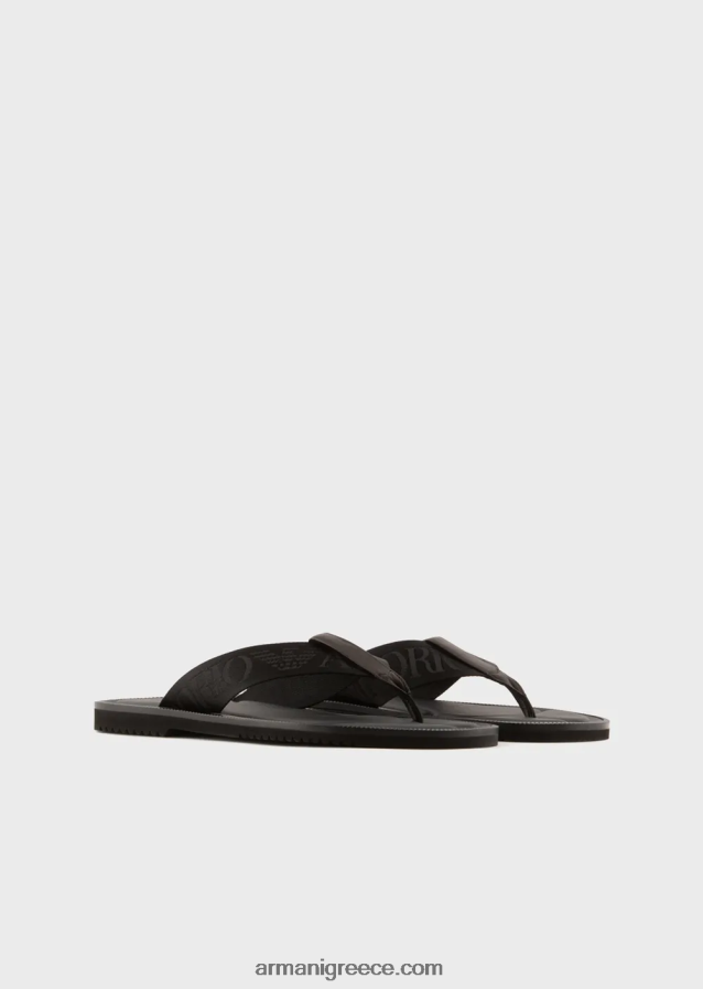 άνδρες Armani σανδάλια στρινγκ με ταινία με λογότυπο 4046R61853 μαύρος
