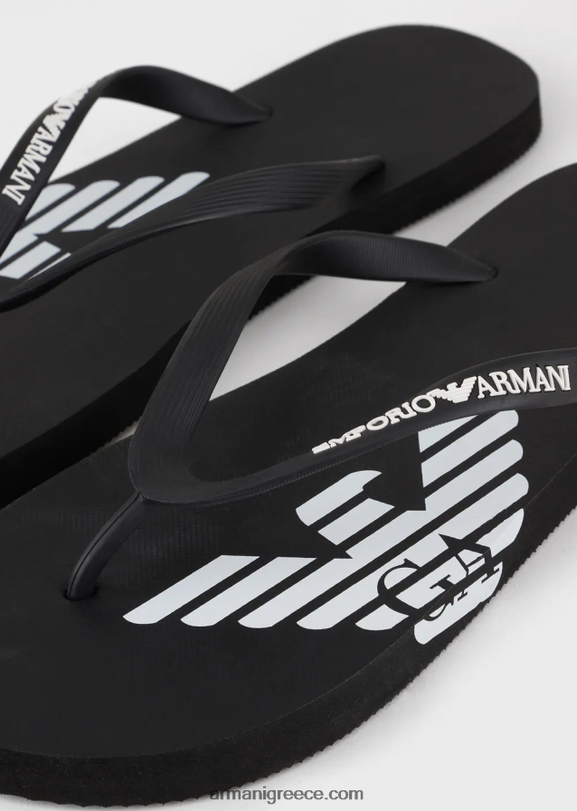 άνδρες Armani σαγιονάρες από καουτσούκ με λογότυπο 4046R61857 μαύρος
