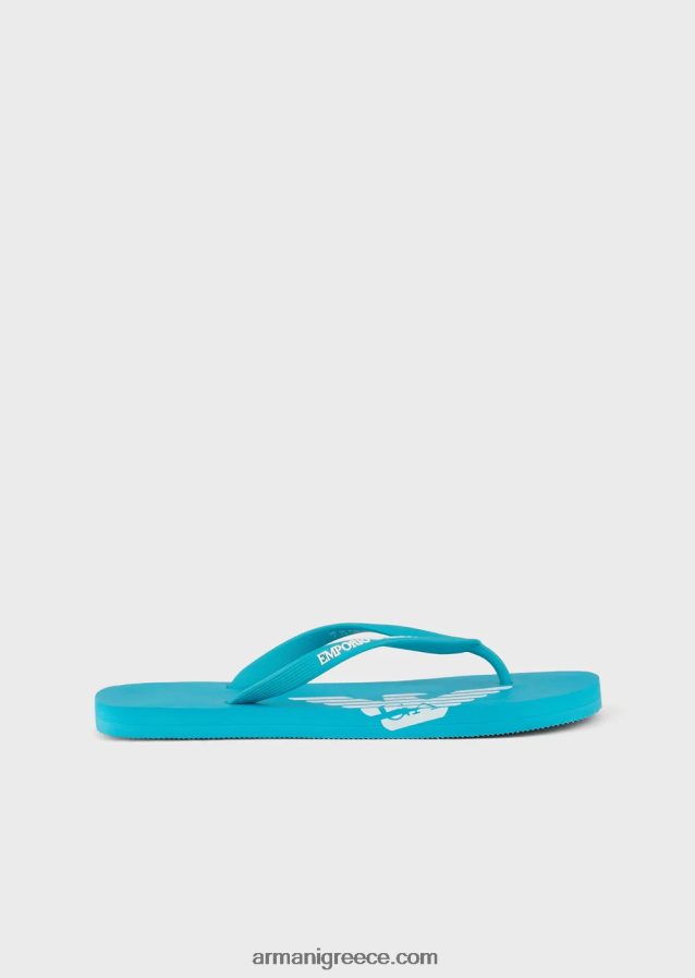 άνδρες Armani σαγιονάρες από καουτσούκ με λογότυπο 4046R61858 γαλανός