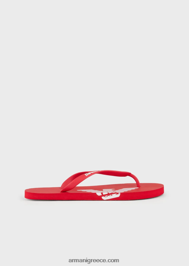 άνδρες Armani σαγιονάρες από καουτσούκ με λογότυπο 4046R61859 το κόκκινο
