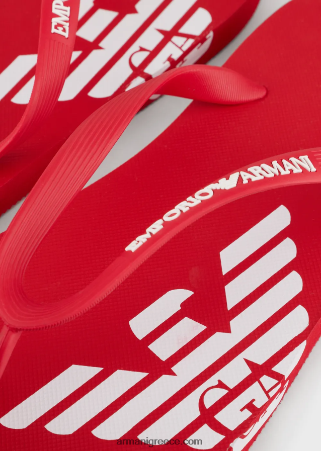 άνδρες Armani σαγιονάρες από καουτσούκ με λογότυπο 4046R61859 το κόκκινο
