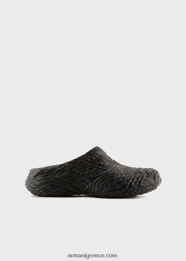 άνδρες Armani καουτσούκ mules με σχέδιο κυμάτων 4046R61860 μαύρος