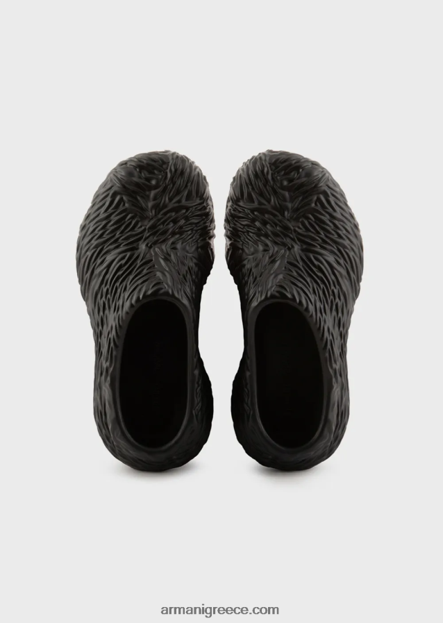 άνδρες Armani καουτσούκ mules με σχέδιο κυμάτων 4046R61860 μαύρος