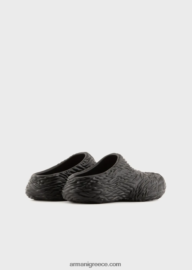 άνδρες Armani καουτσούκ mules με σχέδιο κυμάτων 4046R61860 μαύρος
