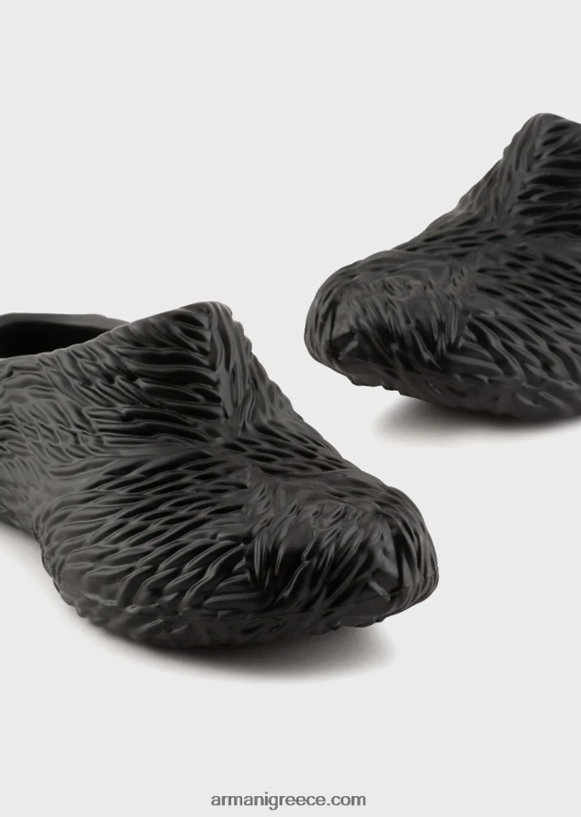 άνδρες Armani καουτσούκ mules με σχέδιο κυμάτων 4046R61860 μαύρος