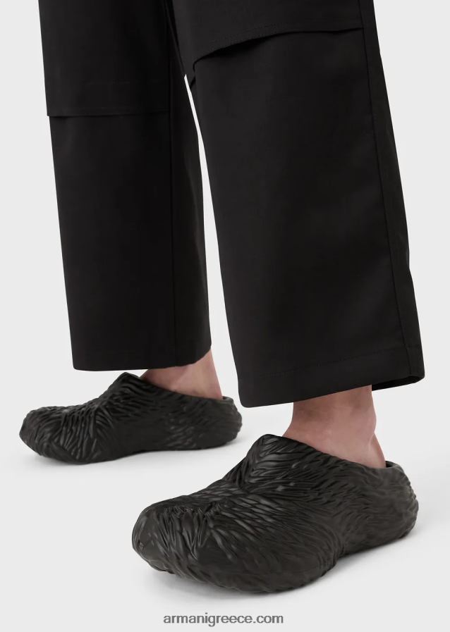 άνδρες Armani καουτσούκ mules με σχέδιο κυμάτων 4046R61860 μαύρος