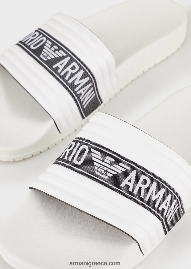 άνδρες Armani ρυθμιστικά pvc με κορδέλα με λογότυπο ζακάρ 4046R61849 άσπρο