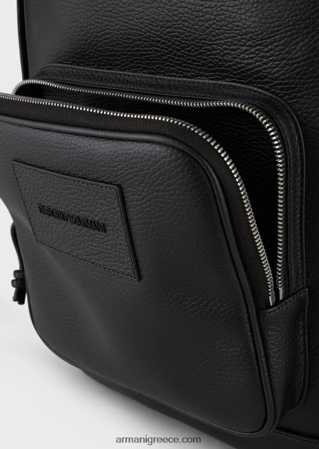 άνδρες Armani δερμάτινο σακίδιο πλάτης 4046R61947 μαύρος