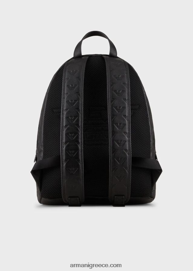 άνδρες Armani στρογγυλό δερμάτινο σακίδιο πλάτης με ανάγλυφο αετό 4046R61952