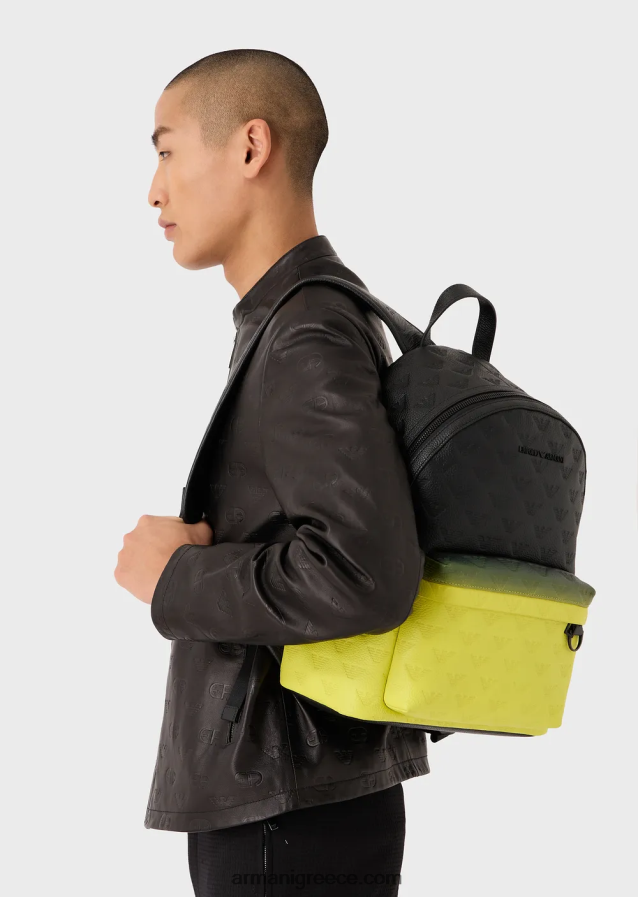 άνδρες Armani Σακίδιο πλάτης από δέρμα ντεγκραντέ με ανάγλυφο αετό 4046R61953 πρότυπο