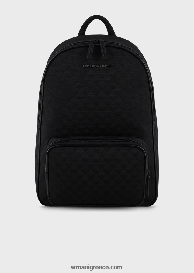 άνδρες Armani νάιλον σακίδιο πλάτης με ζακάρ αετό παντού 4046R61954 μαύρος
