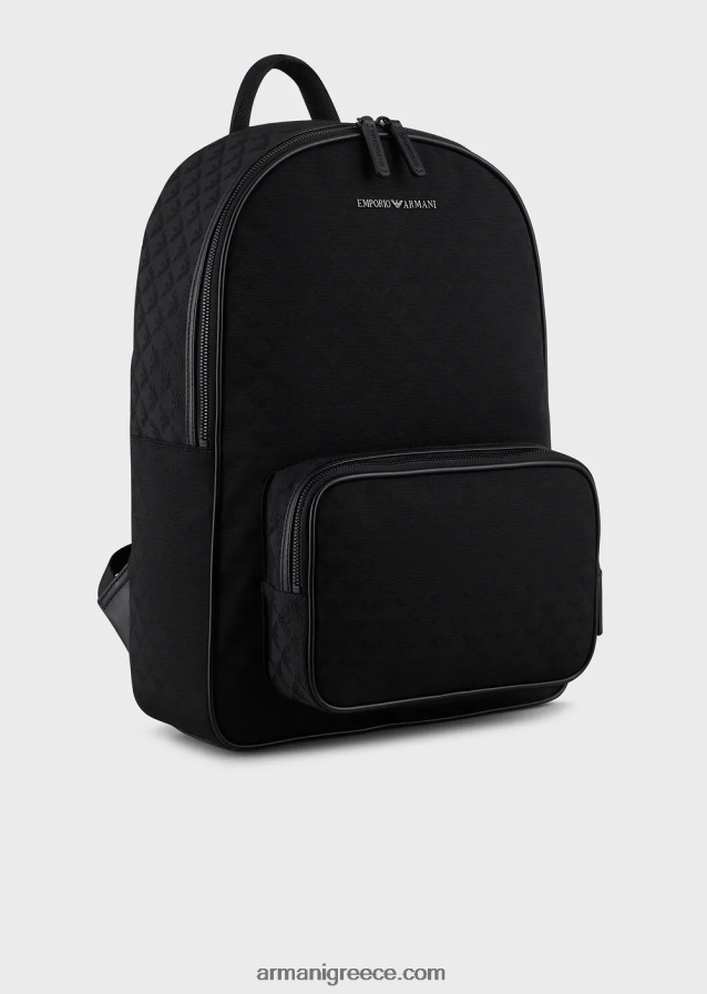 άνδρες Armani νάιλον σακίδιο πλάτης με ζακάρ αετό παντού 4046R61954 μαύρος